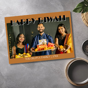 Cartes Pour Fêtes Annuelles Joyeux Diwali photo traditionnel cuivre chaud