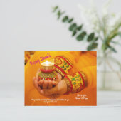 Cartes Pour Fêtes Annuelles Joyeux Diwali Salutation Diya lampes jaune main (Debout devant)