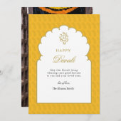 Cartes Pour Fêtes Annuelles Joyeux Diwali Salutation Ganesh or jaune (Devant / Derrière)
