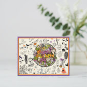 Cartes Pour Fêtes Annuelles Joyeux Doodle éffrayant Halloween (Debout devant)