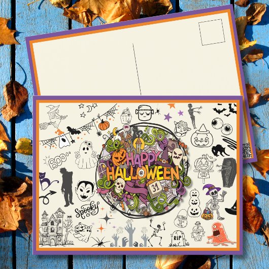 Cartes Pour Fêtes Annuelles Joyeux Doodle éffrayant Halloween