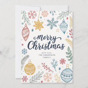 Cartes Pour Fêtes Annuelles Joyeux Doodles en encre de Noël non photo