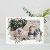 Cartes Pour Fêtes Annuelles JOYEUX Écriture Moderne Rouge Vert Boho Végétalien (Debout devant)