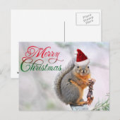 Cartes Pour Fêtes Annuelles Joyeux écureuil de Noël (Devant / Derrière)