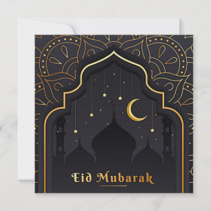 Cartes Pour Fêtes Annuelles Joyeux Eid Moubarak Crescent Stars Mosquée 