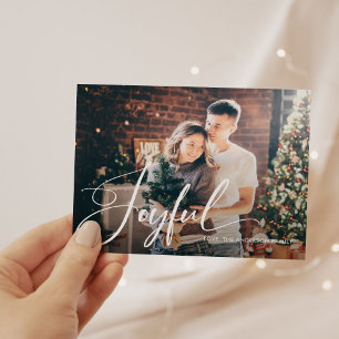 Cartes Pour Fêtes Annuelles Joyeux Élégant Script et photo Noël