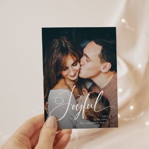 Cartes Pour Fêtes Annuelles Joyeux Élégant Script et photo Noël