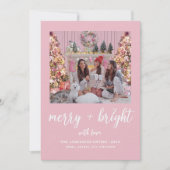 Cartes Pour Fêtes Annuelles Joyeux Élégant Soeurs Roses Photo de Noël (Devant)