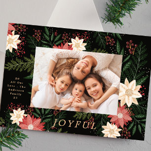 Cartes Pour Fêtes Annuelles Joyeux   Elégante Poinsettia Splendor de Noël