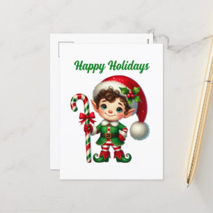 Cartes Pour Fêtes Annuelles Joyeux elfe de menthe poivrée de Noël