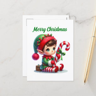 Cartes Pour Fêtes Annuelles Joyeux elfe de menthe poivrée de Noël