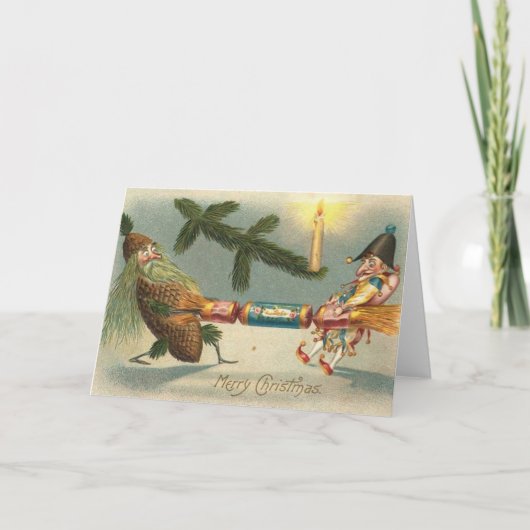 Cartes Pour Fêtes Annuelles Joyeux elfes de Noël jouant (Devant)