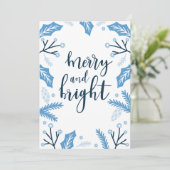 Cartes Pour Fêtes Annuelles Joyeux et Bleu clair Noël Holly (Debout devant)