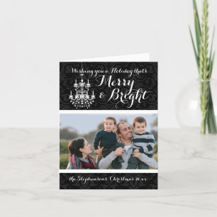 Cartes Pour Fêtes Annuelles Joyeux et brillant Chandelier noir vacances