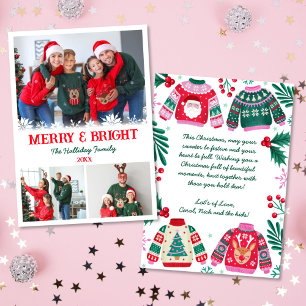 Cartes Pour Fêtes Annuelles Joyeux et brillant collage photo Sweater de Noël