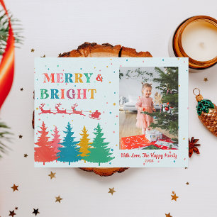 Cartes Pour Fêtes Annuelles Joyeux et brillant couleur photo Noël