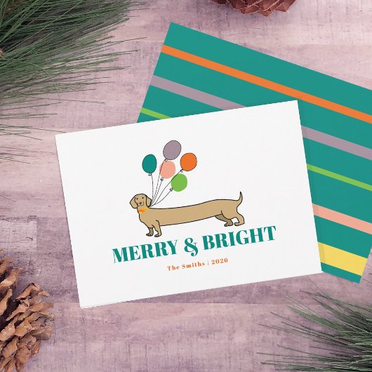 Cartes Pour Fêtes Annuelles Joyeux et brillant Dachshund Chien Noël