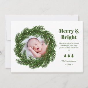 Cartes Pour Fêtes Annuelles Joyeux et brillant Fir Arbre Cercle photo Noël