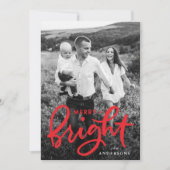 Cartes Pour Fêtes Annuelles Joyeux et brillant Gras Rouge Script photo (Devant)