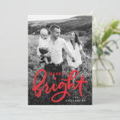 Cartes Pour Fêtes Annuelles Joyeux et brillant Gras Rouge Script photo (Debout devant)