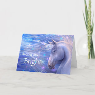 Cartes Pour Fêtes Annuelles Joyeux et brillant magique Noël licorne