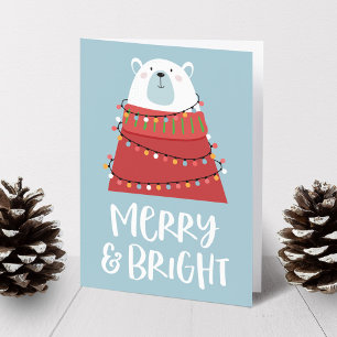 Cartes Pour Fêtes Annuelles Joyeux et brillant Noël de l'ours polaire