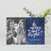 Cartes Pour Fêtes Annuelles Joyeux et brillant Noël photo nuit étoile (Debout devant)