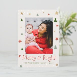 Cartes Pour Fêtes Annuelles Joyeux et brillant Noël Photo personnalisée