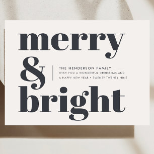 Cartes Pour Fêtes Annuelles Joyeux et brillant Noir et Blanc tendance Noël