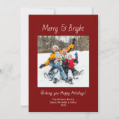 Cartes Pour Fêtes Annuelles Joyeux et brillant Photo de famille Noël rouge (Devant)