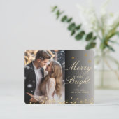 Cartes Pour Fêtes Annuelles Joyeux et brillant ! Police de script, photo Black (Debout devant)