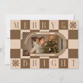 Cartes Pour Fêtes Annuelles Joyeux et brillant Retro Checker Arch de Noël Phot (Devant)
