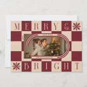 Cartes Pour Fêtes Annuelles Joyeux et brillant Retro Checker Arch de Noël Phot (Devant)