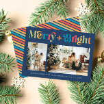 Cartes Pour Fêtes Annuelles Joyeux et brillant rétro couleur deux photos Noël<br><div class="desc">Joyeux et lumineux rétro coloré deux photos Carte de Noël de Noël</div>
