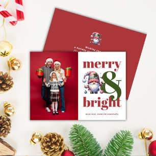 Cartes Pour Fêtes Annuelles Joyeux et brillant rouge vert de Noël Photo
