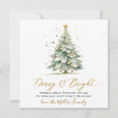 Cartes Pour Fêtes Annuelles Joyeux et brillant script Arbre de Noël non photo (Devant)