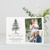 Cartes Pour Fêtes Annuelles Joyeux et brillant script d'or photo de Noël (Debout devant)