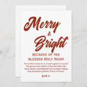 Cartes Pour Fêtes Annuelles Joyeux et brillant script rouge de Noël (Devant / Derrière)