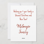 Cartes Pour Fêtes Annuelles Joyeux et brillant script rouge de Noël (Dos)