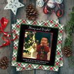 Cartes Pour Fêtes Annuelles Joyeux et brillant Tartan de Noël ou photo plaid<br><div class="desc">Cette jolie carte de Noël ou de Fêtes présente un design classique simple avec votre photo sur un arrière - plan de tartan rouge & vert ou plaid. La légende dit "Joyeux et lumineux" et il y a de l'espace pour une note et une signature courtes. Merveilleuse façon d'envoyer des...</div>