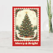 Cartes Pour Fêtes Annuelles Joyeux et brillant Timbre de l'arbre de Noël (Devant)