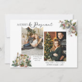 Cartes Pour Fêtes Annuelles Joyeux et enceinte 2 Photo Grossesse de Noël (Devant)