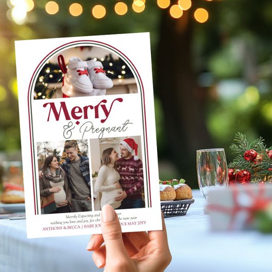 Cartes Pour Fêtes Annuelles Joyeux et enceinte Arche photo Collage Grossesse