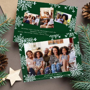 Cartes Pour Fêtes Annuelles Joyeux et Joyeux ensemble 4 photo Noël rustique