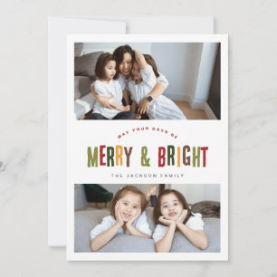 Cartes Pour Fêtes Annuelles Joyeux et lumineux 3 Photos Colorful Fun Noël