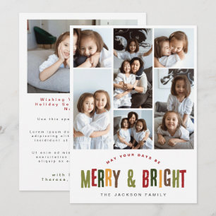 Cartes Pour Fêtes Annuelles Joyeux et lumineux 6 Photos Colorful Fun Noël
