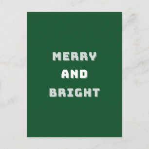 Cartes Pour Fêtes Annuelles Joyeux et lumineux, Art de Noël vert, Vacances