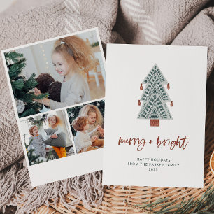 Cartes Pour Fêtes Annuelles Joyeux et lumineux Boho Christmas Tree Multi Pho