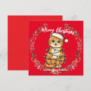 Cartes Pour Fêtes Annuelles Joyeux et lumineux chat Noël chaton neige hiver