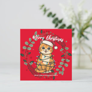 Cartes Pour Fêtes Annuelles Joyeux et lumineux chat Noël chaton neige hiver